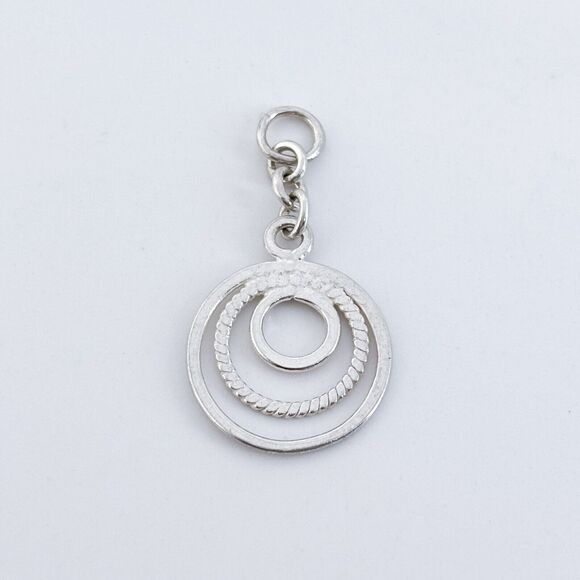 Vintage Sterling Silver 925 Geometric Circle Pendant - Picture 2 of 5